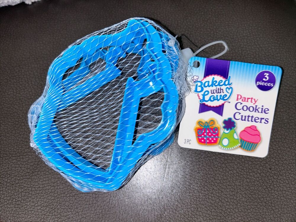 Baked With Love - Party Cookie Cutters - 3 Piece Set - Present/Party Hat/Cupcake